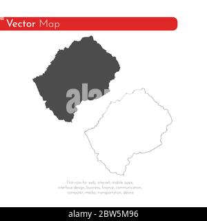 Vektorkarte Lesotho. Isolierte Vektorgrafik. Schwarz auf weißem Hintergrund. EPS 10-Abbildung. Stock Vektor