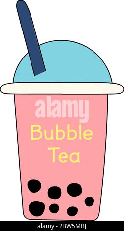 Bubble oder Perlmilchtee oder boba flacher Vektor-Farbsymbol für Lebensmittel-Apps und Websites Stock Vektor