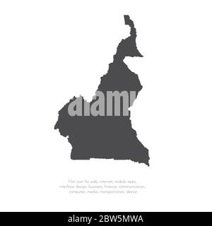 Vektorkarte Kamerun. Isolierte Vektorgrafik. Schwarz auf weißem Hintergrund. EPS 10-Abbildung. Stock Vektor