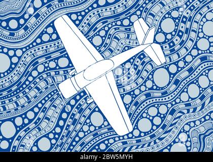 Kleines Flugzeug. Flugzeug handgezeichnete Vektor-Illustration. Business Jet Skizze Zeichnung auf Doodle Hintergrund. Stock Vektor