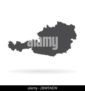 Vektorkarte Österreich. Isolierte Vektorgrafik. Schwarz auf weißem Hintergrund. EPS 10-Abbildung. Stock Vektor