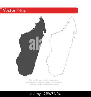 Vektorkarte Madagaskar. Isolierte Vektorgrafik. Schwarz auf weißem Hintergrund. EPS 10-Abbildung. Stock Vektor