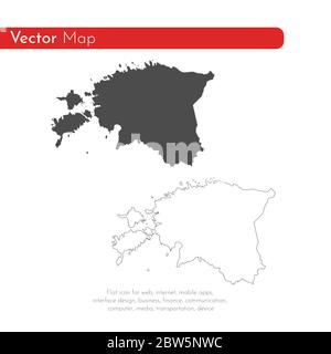 Vektorkarte Estland. Isolierte Vektorgrafik. Schwarz auf weißem Hintergrund. EPS 10-Abbildung. Stock Vektor