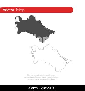 Vektorkarte Turkmenistan. Isolierte Vektorgrafik. Schwarz auf weißem Hintergrund. EPS 10-Abbildung. Stock Vektor