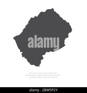 Vektorkarte Lesotho. Isolierte Vektorgrafik. Schwarz auf weißem Hintergrund. EPS 10-Abbildung. Stock Vektor