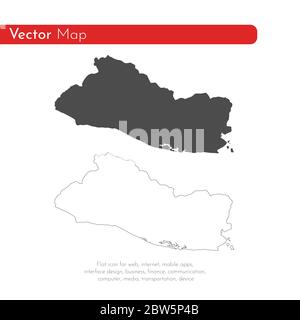 Vektorkarte Salvador. Isolierte Vektorgrafik. Schwarz auf weißem Hintergrund. EPS 10-Abbildung. Stock Vektor