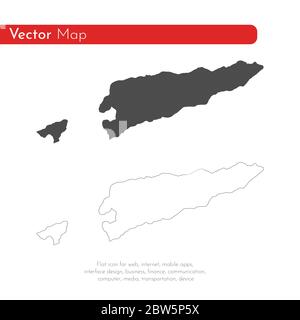 Vektorkarte Osttimor. Isolierte Vektorgrafik. Schwarz auf weißem Hintergrund. EPS 10-Abbildung. Stock Vektor