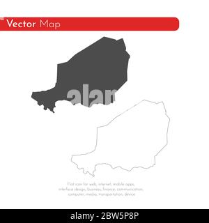 Vektorkarte Niger. Isolierte Vektorgrafik. Schwarz auf weißem Hintergrund. EPS 10-Abbildung. Stock Vektor