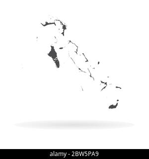 Vektorkarte Bahamas. Isolierte Vektorgrafik. Schwarz auf weißem Hintergrund. EPS 10-Abbildung. Stock Vektor