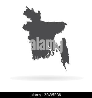 Vektorkarte Bangladesch. Isolierte Vektorgrafik. Schwarz auf weißem Hintergrund. EPS 10-Abbildung. Stock Vektor