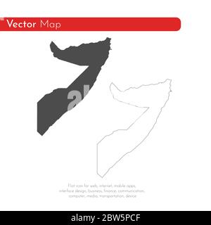 Vektorkarte Somalia. Isolierte Vektorgrafik. Schwarz auf weißem Hintergrund. EPS 10-Abbildung. Stock Vektor