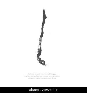 Vektorkarte Chile. Isolierte Vektorgrafik. Schwarz auf weißem Hintergrund. EPS 10-Abbildung. Stock Vektor