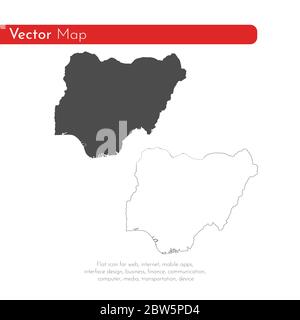Vektorkarte Nigeria. Isolierte Vektorgrafik. Schwarz auf weißem Hintergrund. EPS 10-Abbildung. Stock Vektor