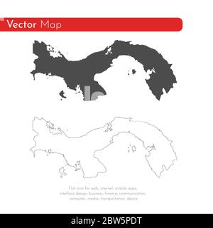 Vektorkarte Panama. Isolierte Vektorgrafik. Schwarz auf weißem Hintergrund. EPS 10-Abbildung. Stock Vektor