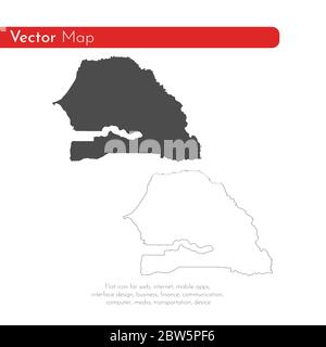 Vektorkarte Senegal. Isolierte Vektorgrafik. Schwarz auf weißem Hintergrund. EPS 10-Abbildung. Stock Vektor