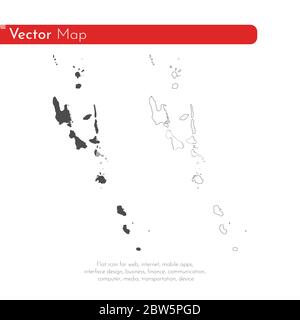 Vektorkarte Vanuatu. Isolierte Vektorgrafik. Schwarz auf weißem Hintergrund. EPS 10-Abbildung. Stock Vektor