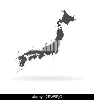 Vektorkarte Japan. Isolierte Vektorgrafik. Schwarz auf weißem Hintergrund. EPS 10-Abbildung. Stock Vektor