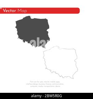 Vektorkarte Polen. Isolierte Vektorgrafik. Schwarz auf weißem Hintergrund. EPS 10-Abbildung. Stock Vektor