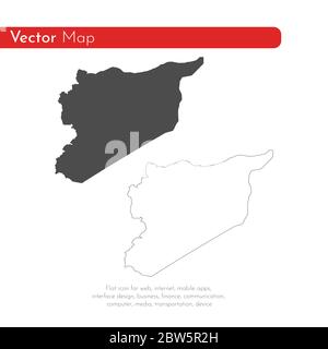 Vektorkarte Syrien. Isolierte Vektorgrafik. Schwarz auf weißem Hintergrund. EPS 10-Abbildung. Stock Vektor
