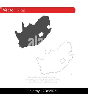 Vektorkarte Südafrika. Isolierte Vektorgrafik. Schwarz auf weißem Hintergrund. EPS 10-Abbildung. Stock Vektor