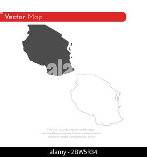 Vektorkarte Tansania. Isolierte Vektorgrafik. Schwarz auf weißem Hintergrund. EPS 10-Abbildung. Stock Vektor