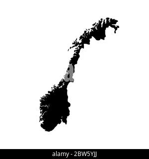 Vektorkarte Norwegen. Isolierte Vektorgrafik. Schwarz auf weißem Hintergrund. EPS 10-Abbildung. Stock Vektor