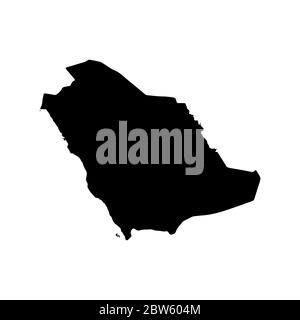 Vektorkarte Saudi Arabien. Isolierte Vektorgrafik. Schwarz auf weißem Hintergrund. EPS 10-Abbildung. Stock Vektor