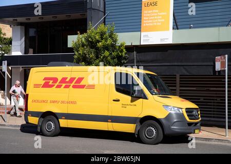 DHL Lieferwagen in Sydney, NSW, Australien Stockfoto