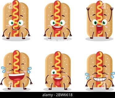 Cartoon-Charakter von Hotdog mit Lächeln Ausdruck Stock Vektor