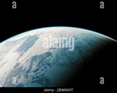 Arktis und Grönland aus dem All - Globale Erwärmung Krise - Rettet den Planeten Erde - Umweltschutz vor dem Schmelzen von Eiskappen - 3D Rendering Stockfoto