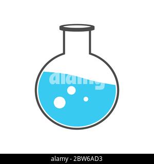 Reagenzgläser Symbol. Flasche mit blauer Flüssigkeit. Element der Medizin, Chemie Laborgeräte. Medizin. Vector Illustration. Stock Vektor