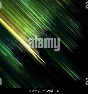 Dekorative Streifen in grün und gelb auf schwarzem Hintergrund Stockfoto