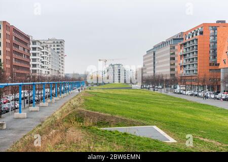 Skylines in der Nähe des Bahnhofs Potsdamer Platz, S-Bahnhof in der Innenstadt von Berlin, Es ist einer der zentralen Bahnhof der Berliner U-Bahn ME Stockfoto