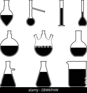 Symbole für Laborglaswaren. Vektorgrafik Stock Vektor