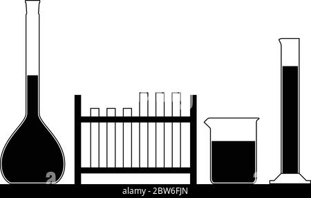 Satz von Symbolen für Laborgeräte. Flacher Vektor Stock Vektor