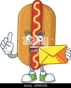 Ein Cartoon-Bild von Hotdog bringen braunen Umschlag Stock Vektor