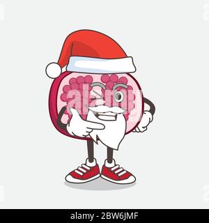 Eine Illustration von Granatapfel Obst Cartoon santa Maskottchen Charakter mit lächelndem Gesicht Stock Vektor
