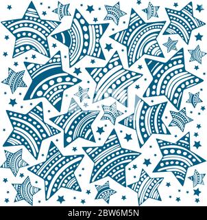 Stars nahtloser Hintergrund. Hand gezeichnet verschiedene Sterne Endless Muster. Doodle Sterne Vektor nahtlose Textur. Teil des Sets. Stock Vektor