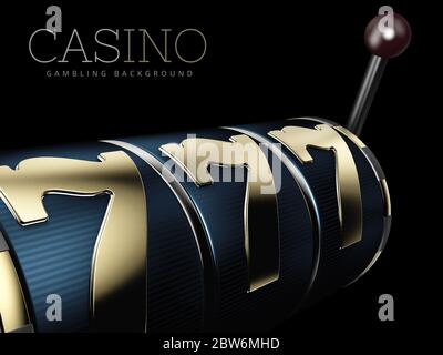 3d-Rendering von Slot Maschine mit glücklichen sevens Jackpot, Glücksspiel Backgound Stockfoto
