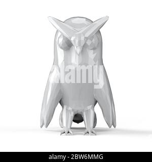 3d-Rendering polygonale Eule isoliert auf weiß Stockfoto