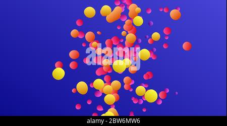 Viele fliegende Kugeln unterschiedlicher Größe im leeren Raum. Abstrakter Hintergrund. 3d-Vektordarstellung. Stock Vektor