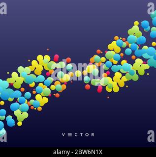 Viele fliegende Kugeln unterschiedlicher Größe im leeren Raum. Abstrakter Hintergrund. 3d-Vektordarstellung. Stock Vektor
