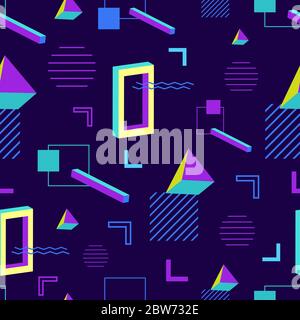 Trendy geometrischen 3d-Hintergrund nahtlose memphis Muster. Abstraktes modernes Muster. Stock Vektor