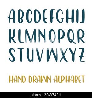 Handgezeichnetes Alphabet. Handgeschriebene Schrift isoliert auf weißem Hintergrund. Stock Vektor