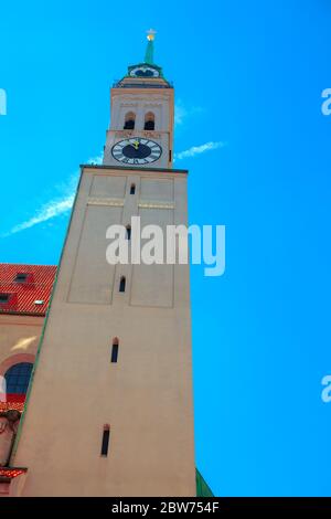 St. Peter's Church Spire in München Deutschland Stockfoto