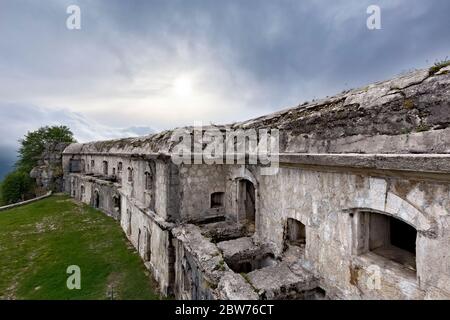 Das Militär-historische Museum Fort Punta Corbin in Treschè Conca. ROANA, Provinz Vicenza, Italien. Stockfoto