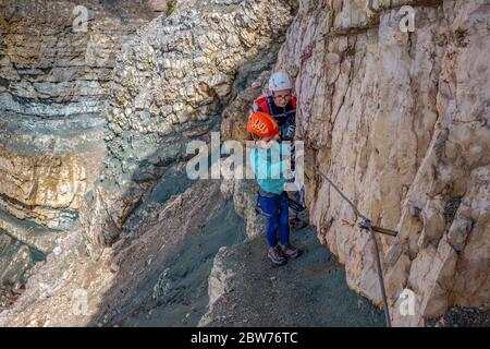 Italien - Venetien Dolomiti Ampezzane - Astaldi ausgerüstete Strecke - Klettersteig Stockfoto