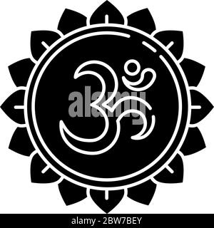 OM schwarzes Glyph-Symbol Stock Vektor
