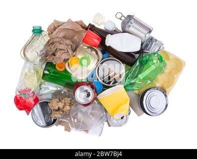 Proben von Müll auf weißem Hintergrund isoliert Stockfoto