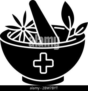 Ayurveda schwarze Glyphe Symbol Stock Vektor